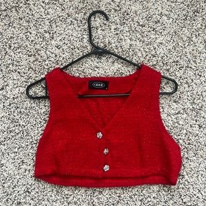 Red cropped sweater vest
